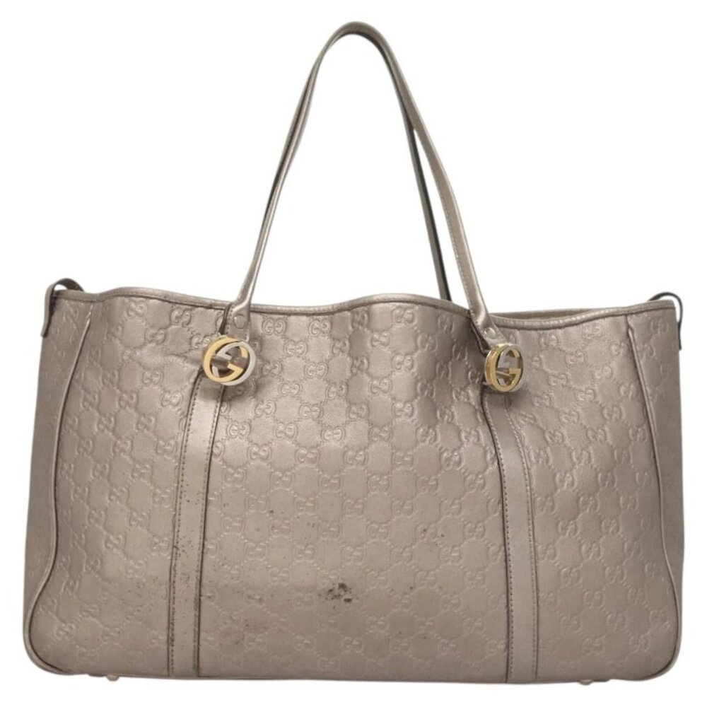 GUCCI GG Canvas Guccissima GG Twins Bag Leather Purple Silver 232956 Auth 119708 - Picture 12 of 16
